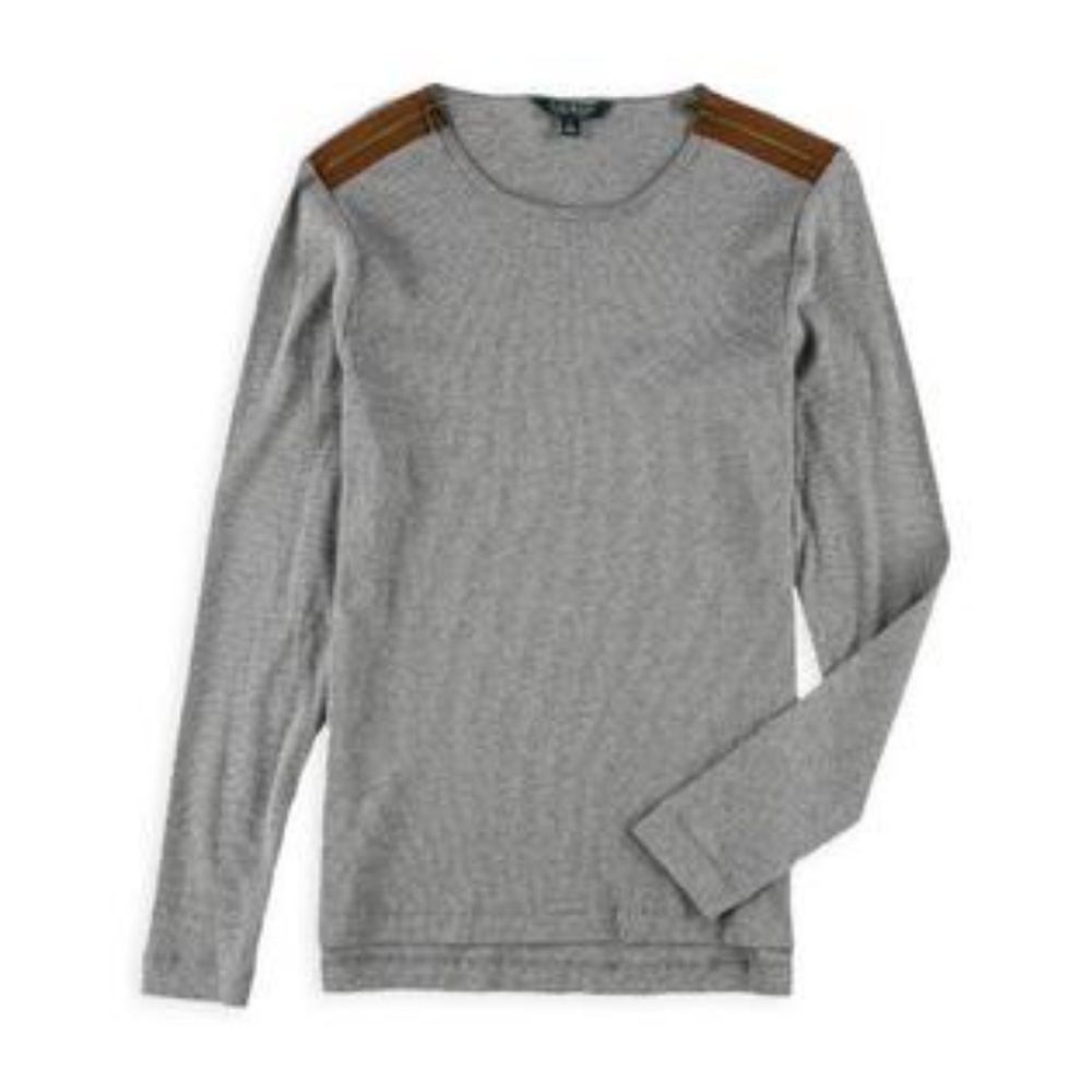 Ralph Lauren Zipper Detail Long Sleeve Top Brown L